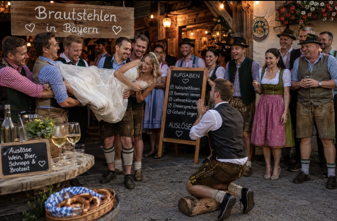 Brautstehlen in Bayern: Der große Traditions-Guide mit Aufgaben, Auslöse, Holzscheitlknien und regionalen Besonderheiten